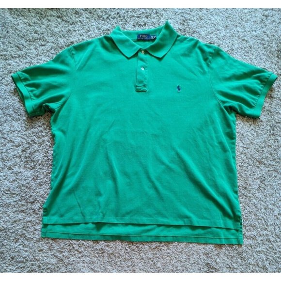 Polo Ralph Lauren Polo Shirt Mens 2XB Green Short Sleeve Pique Pony Big Tall - Picture 1 of 4